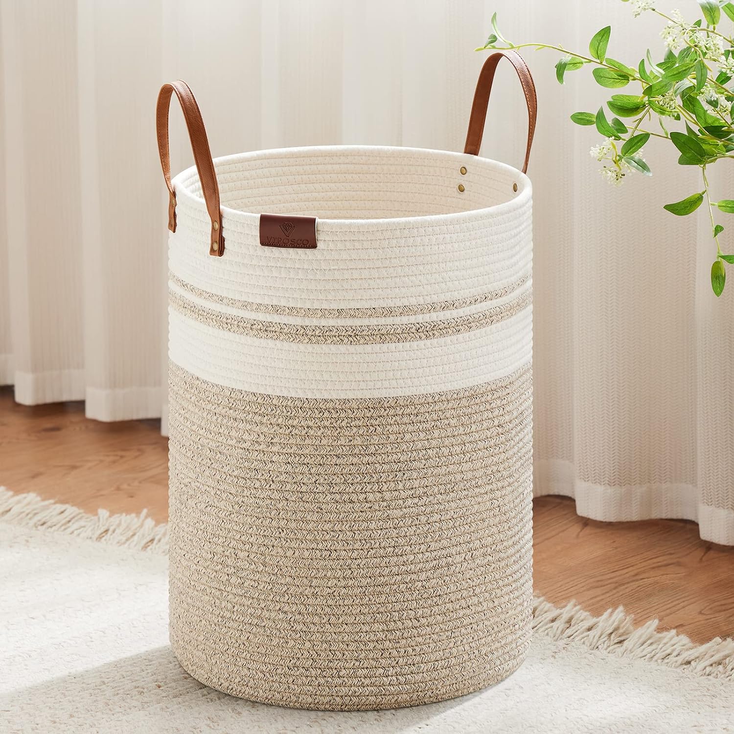 VIPOSCO Tall Laundry Basket - Stylish 72L Woven Storage Solution