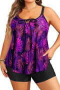 Plus Size Tankini Swimsuit 2 Piece - Flowy Top with High Waist Shorts