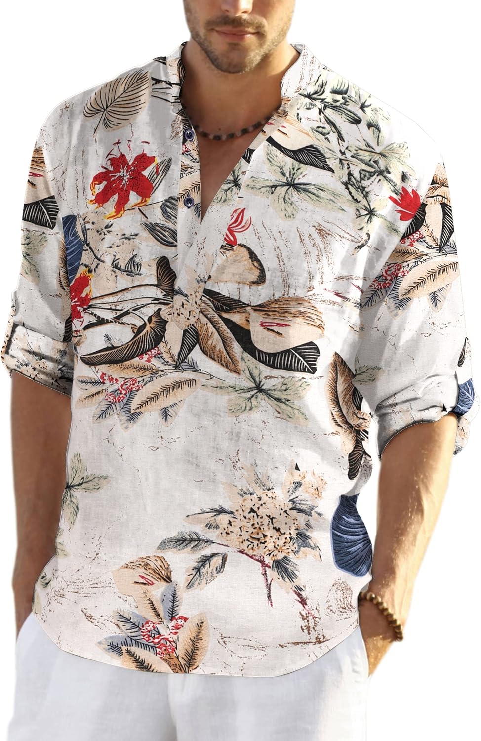 COOFANDY Men's Cotton Linen Henley T-Shirts for Casual Style
