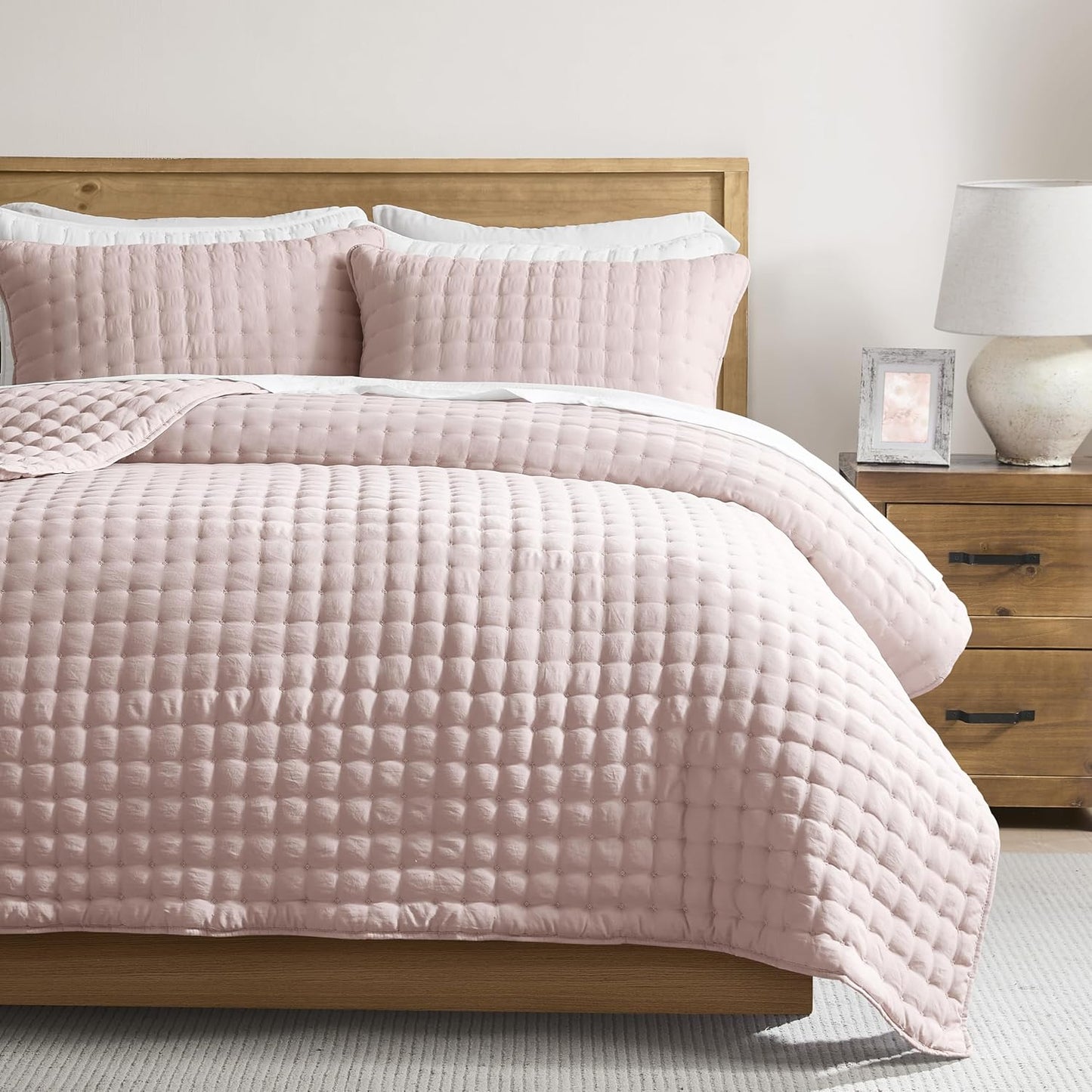 WDCOZY Pink Oversized California King Quilt Set for Cozy Comfort