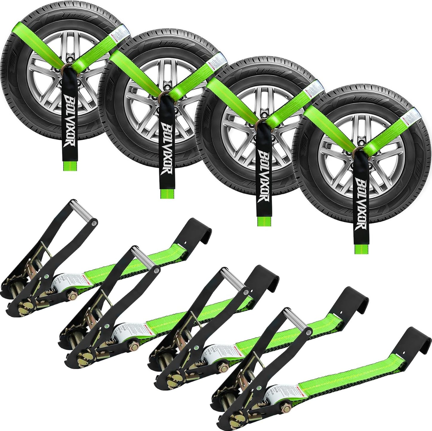 4 Pack Heavy Duty Car Tie Down Straps for Trailers - 9900LBS