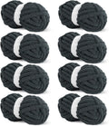 Dark Grey Chunky Chenille Yarn for Crocheting - Super Bulky 8-Pack