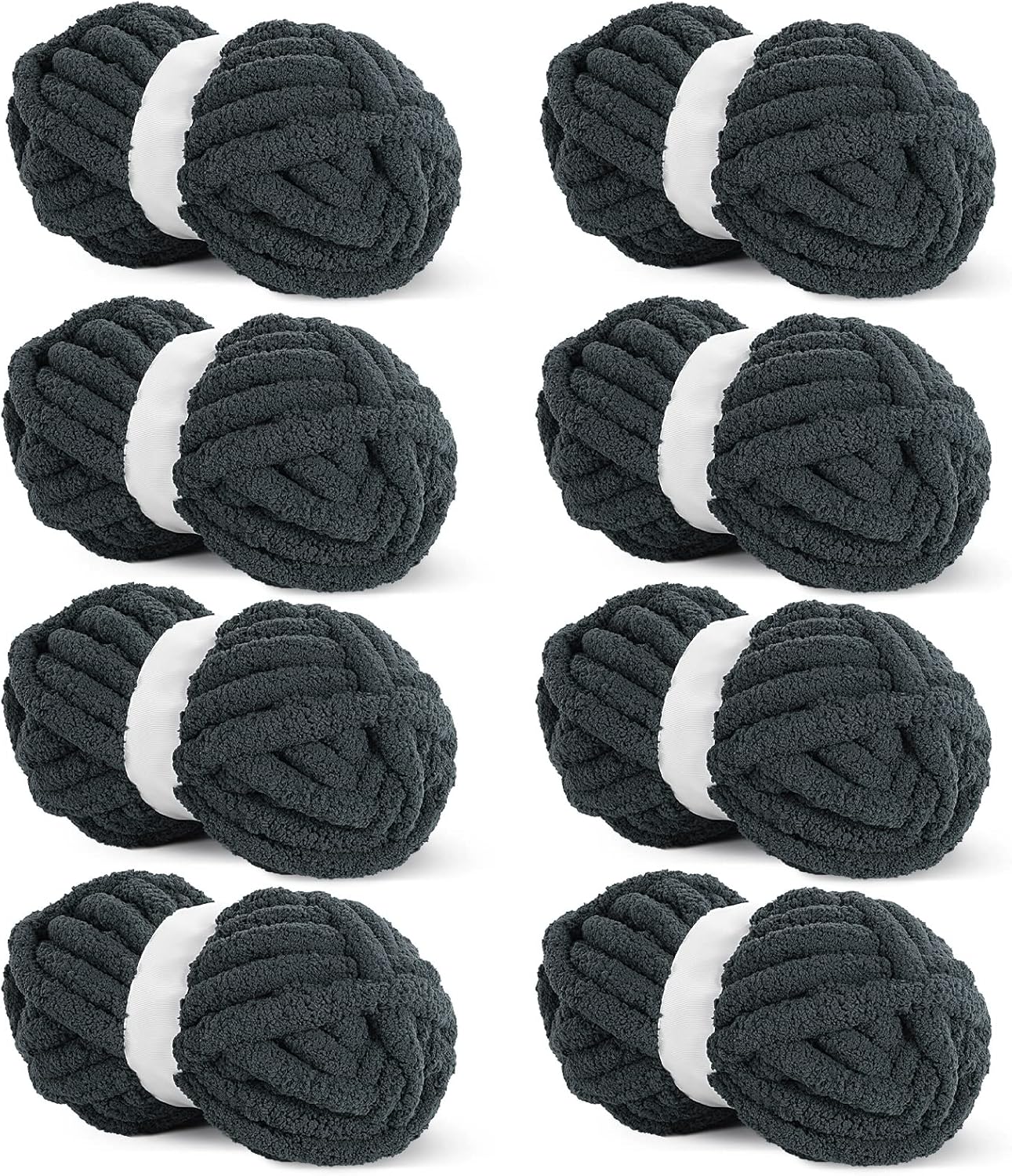 HOMBYS Dark Grey Chunky Chenille Yarn for Cozy Knitting Projects