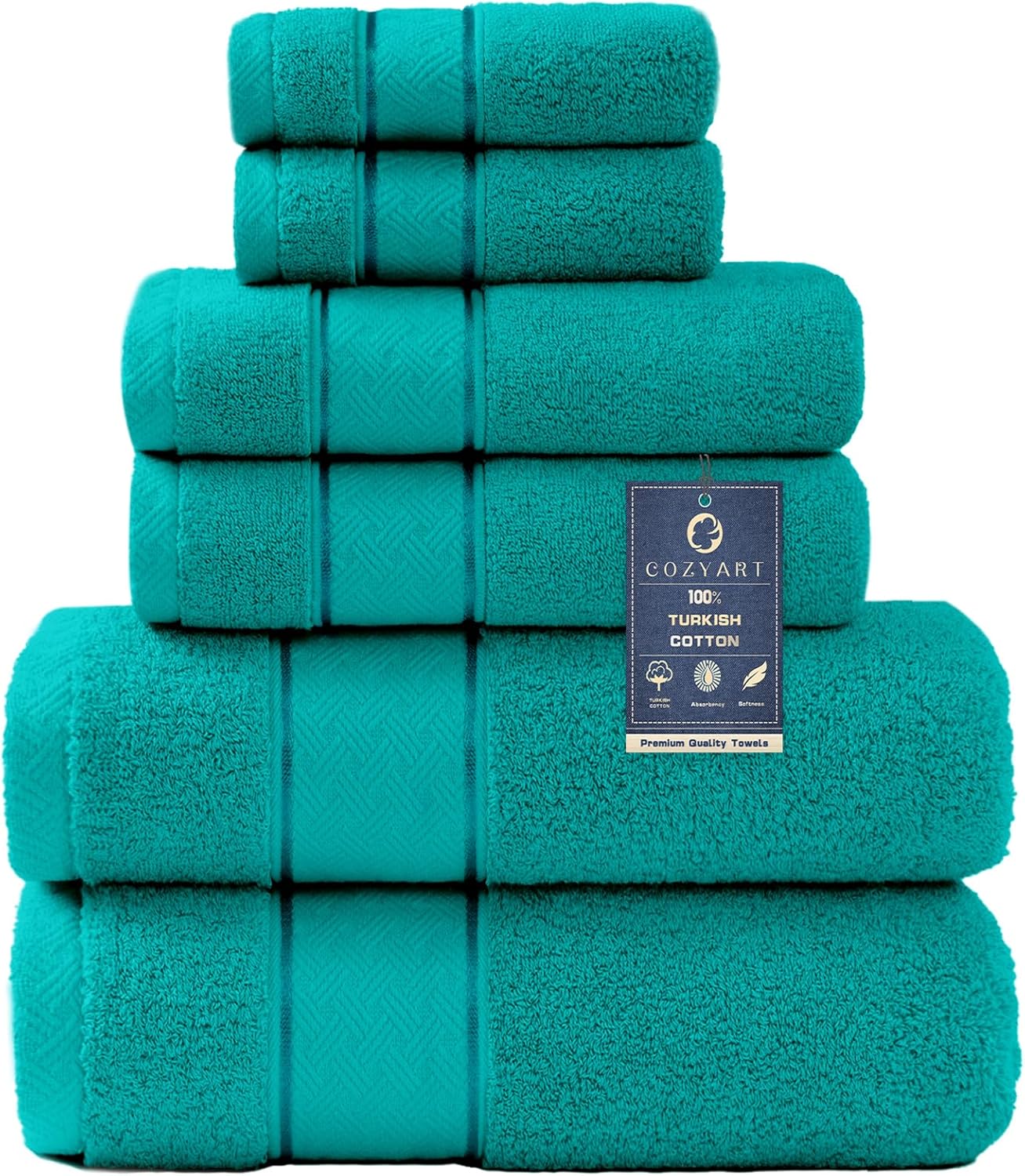 Luxury 100% Turkish Cotton Bath Towels Set 6 Piece Soft Absorbent