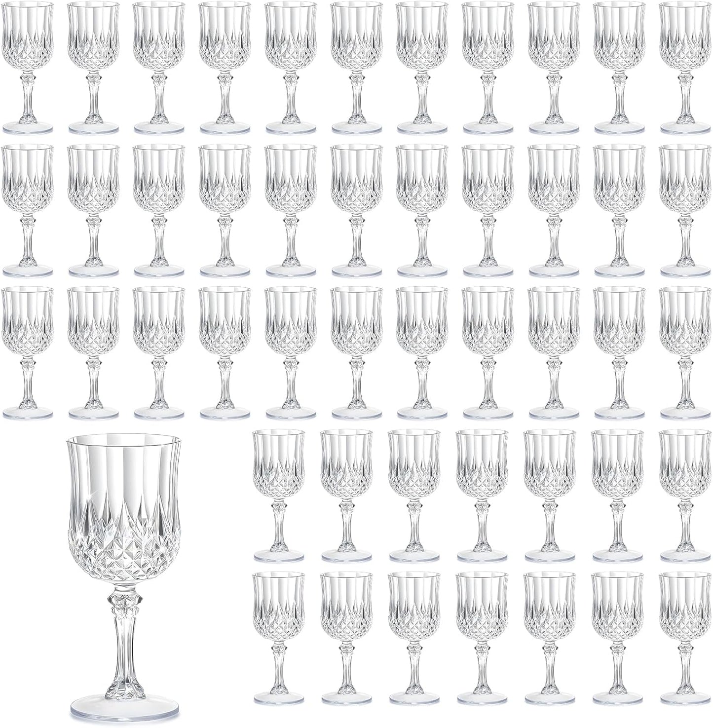 48PCS 7OZ Transparent Wine Plastic Glasses for Parties and Weddings