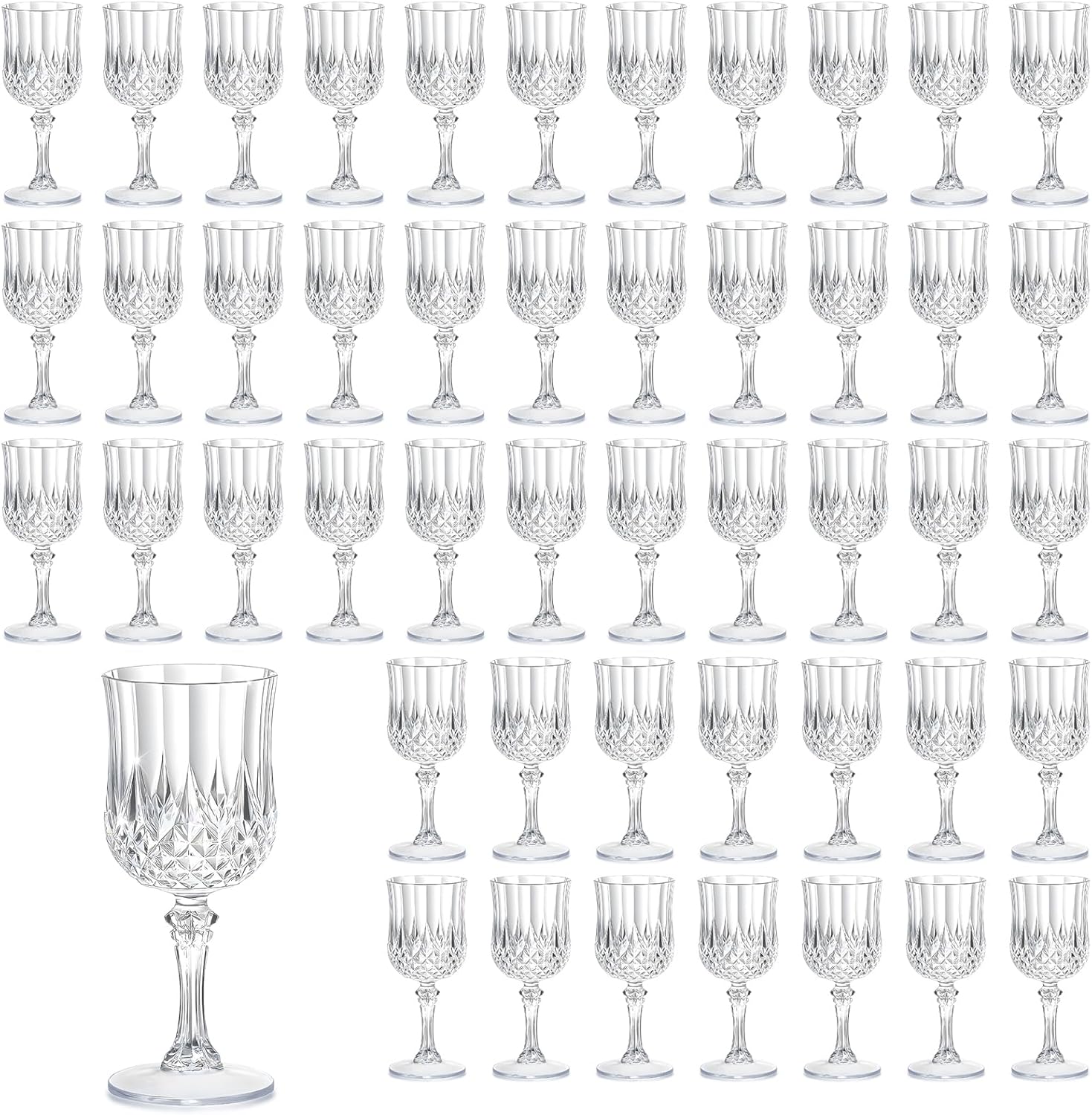 48PCS 7OZ Transparent Wine Plastic Glasses for Parties and Weddings