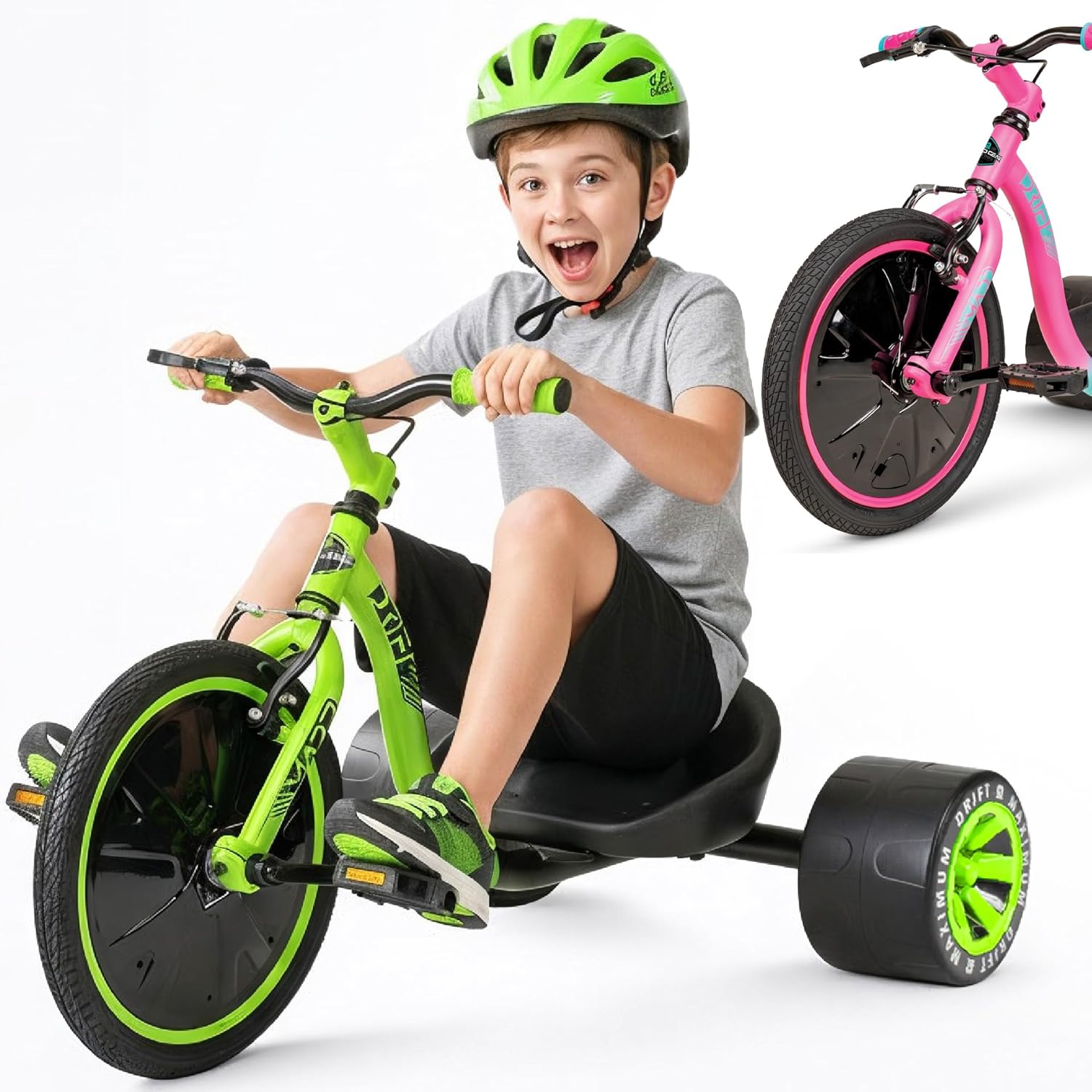 Drift Trike for Kids Ages 5+ with Adjustable Seat & Safety Flag