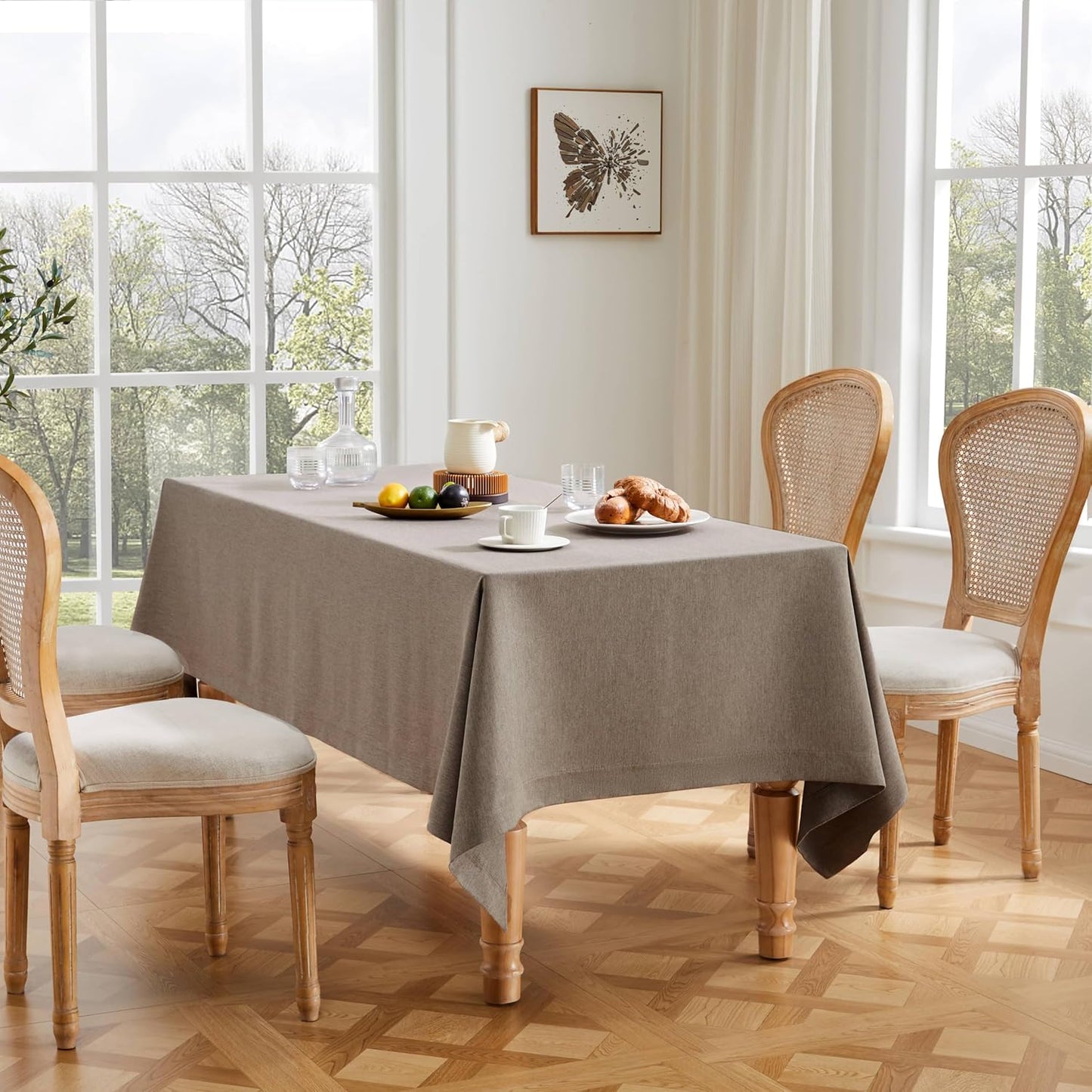 ZeeMart Basic Linen Textured Table Cloth, 60 x 104 Inch Cocoa Brown