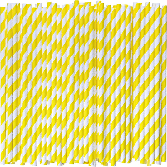 1000 Count Yellow Paper Drinking Straws for Eco-Friendly Use