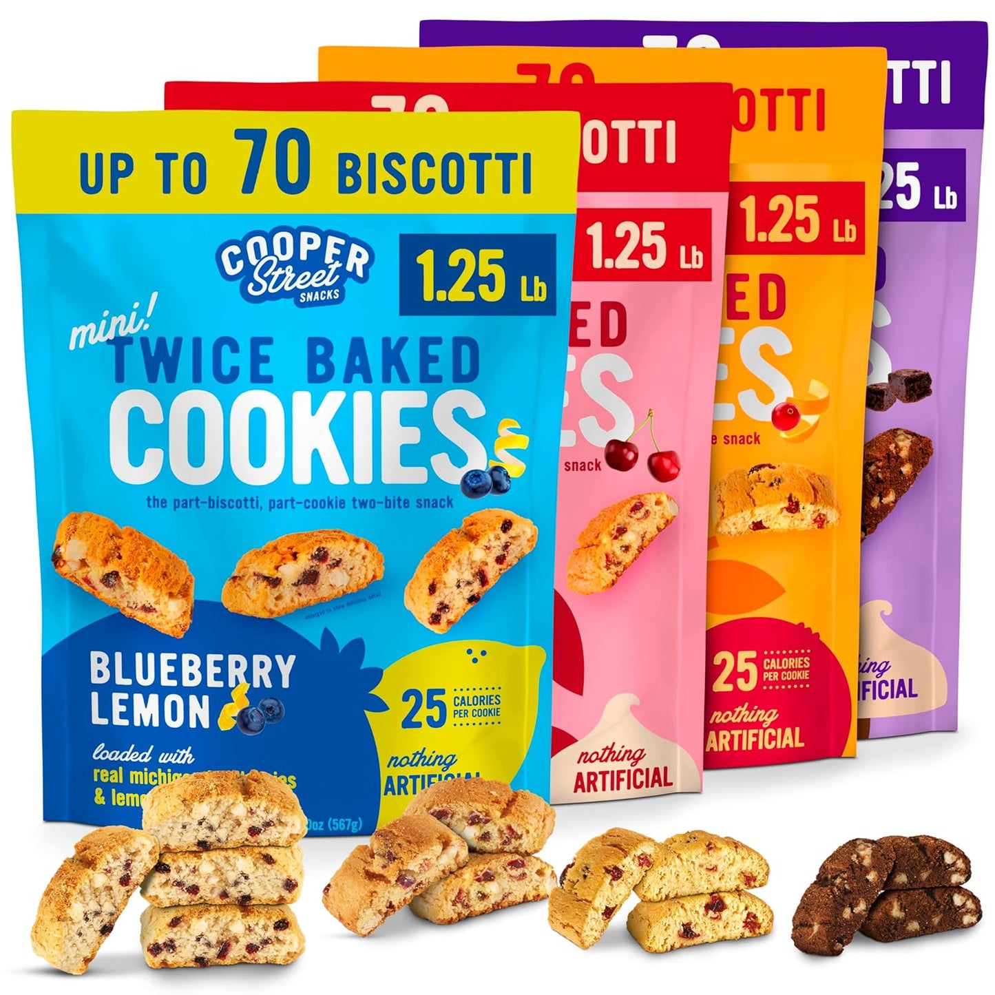 Cooper Street Twice Baked Biscotti Cookies Variety Pack - 4 Pack