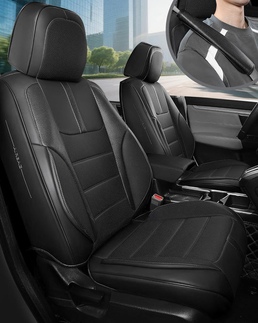FREESOO Black Car Seat Covers Full Set - Waterproof & Stylish