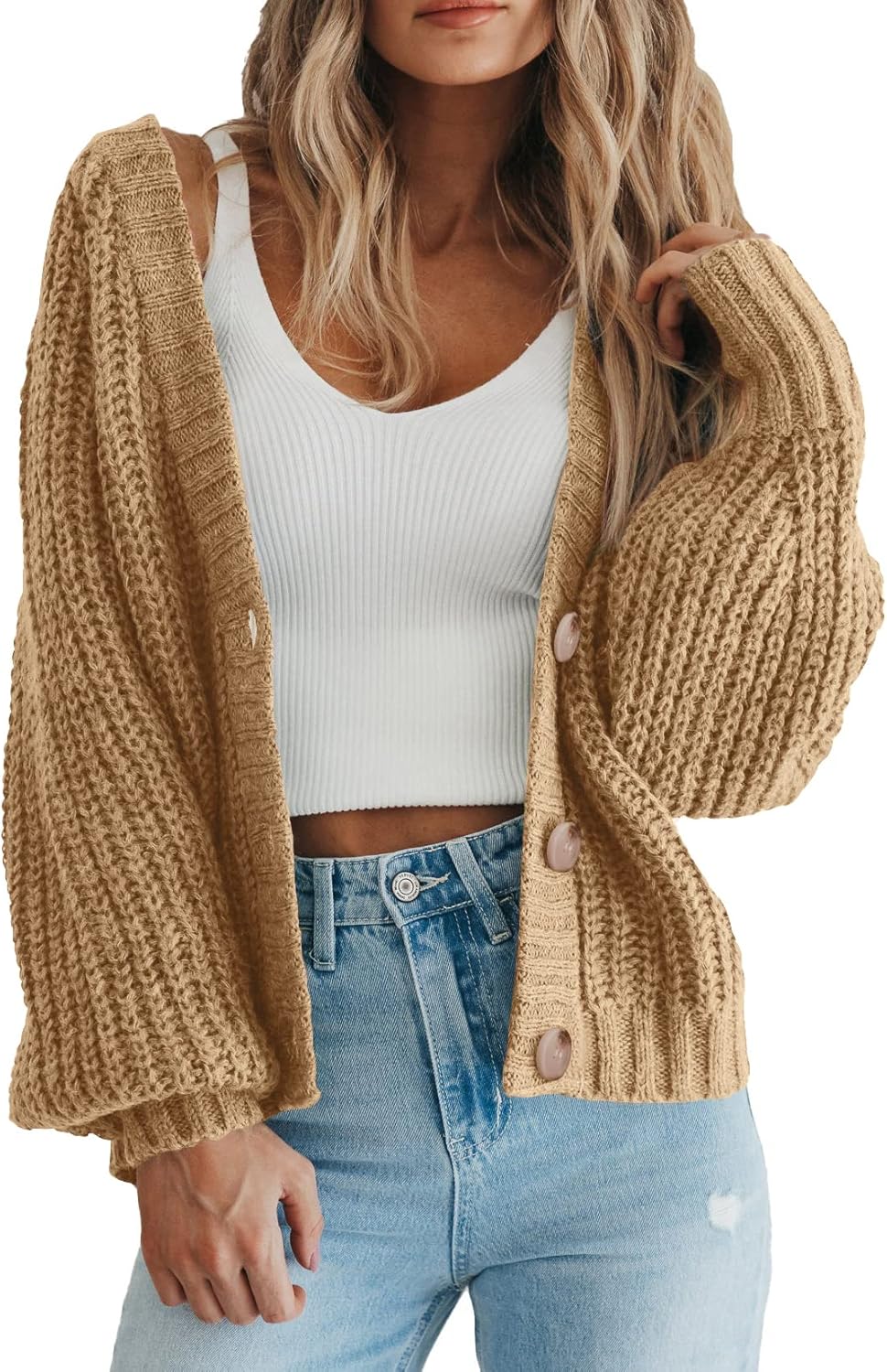 Chunky Knit Open Front Cardigan for Women - Stylish Comfort