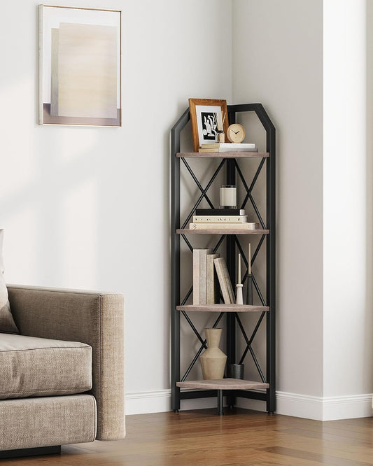 4-Tier Corner Shelf for Stylish Storage in Any Room