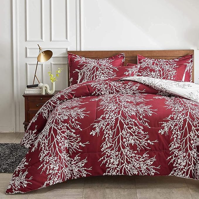 Burgundy Red Comforter Sheet Set for Twin Size Bedding Needs