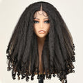 SOKU Afro Curly Lace Front Wig Synthetic Highlights Brown 20in