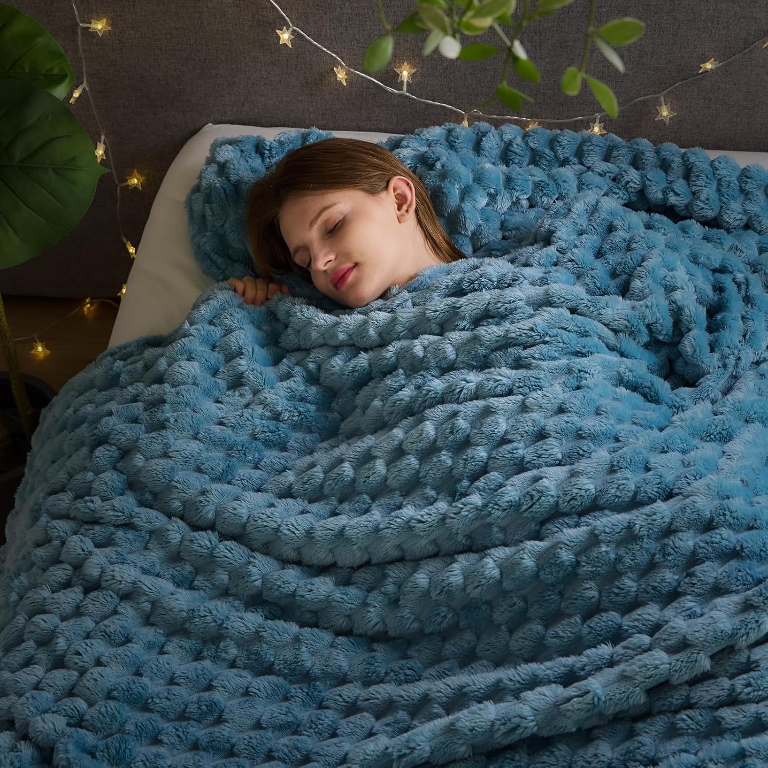 Super Soft King Blanket in Blue Premium Silky Flannel Fleece