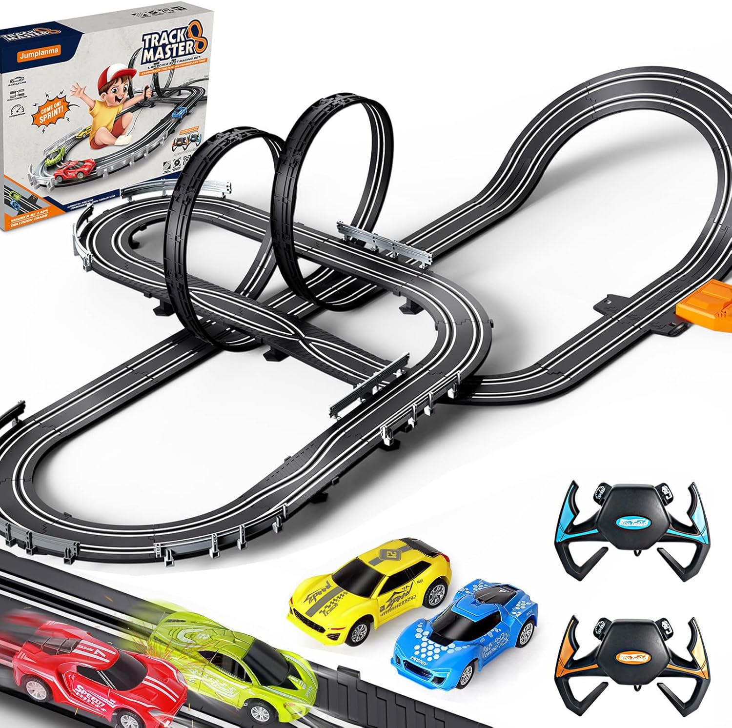 Slot Car Race Track Sets for Kids with High-Speed Cars and Controllers