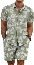 COOFANDY Men's Summer Beach Outfits 2 Piece Linen Set (Style 9W61)