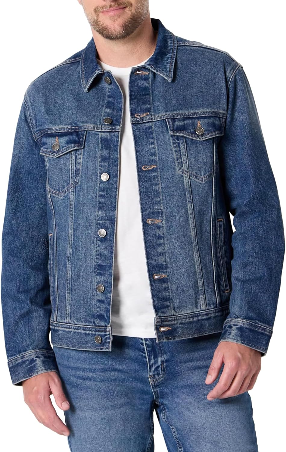 Men's Low Stretch Regular-Fit Denim Jacket for Everyday Style