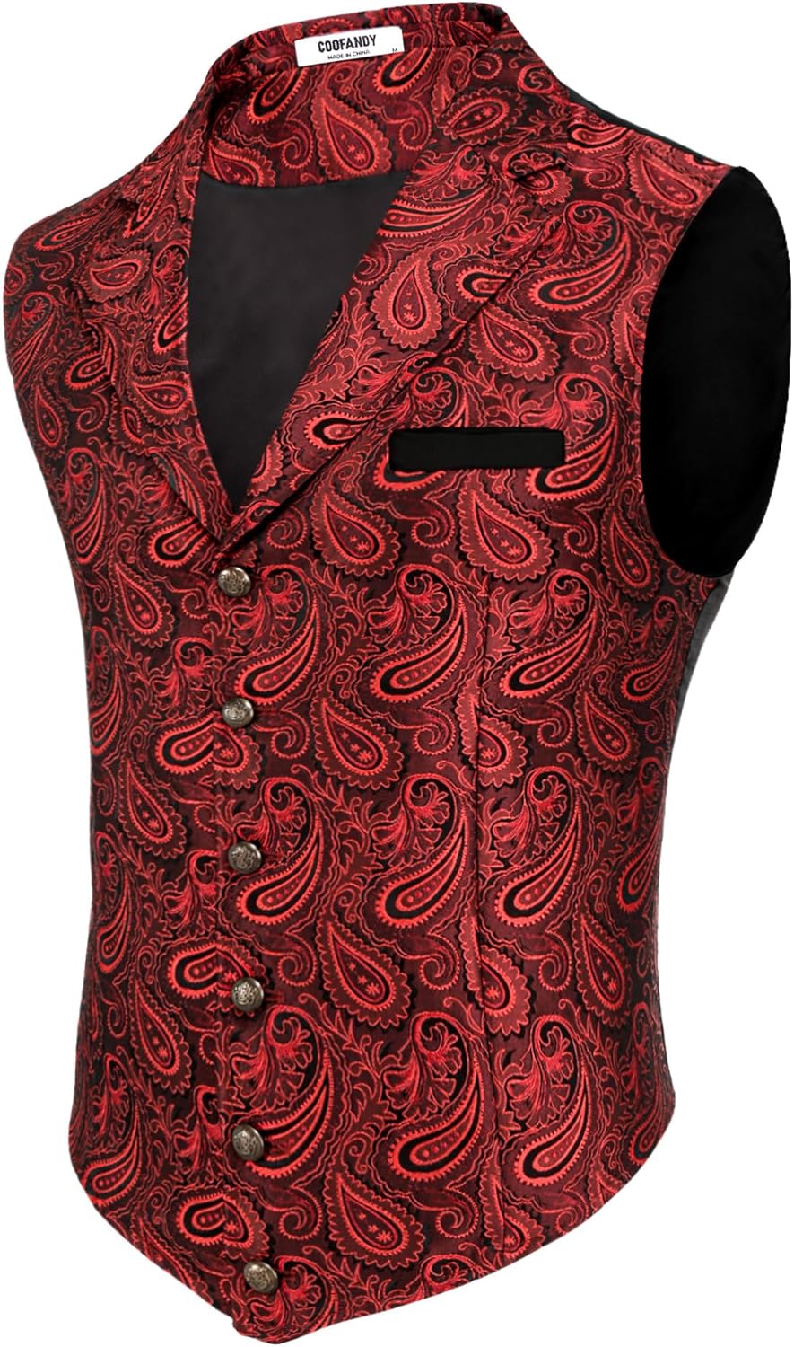 COOFANDY Mens Suit Vest for Gothic Steampunk Formal Wear