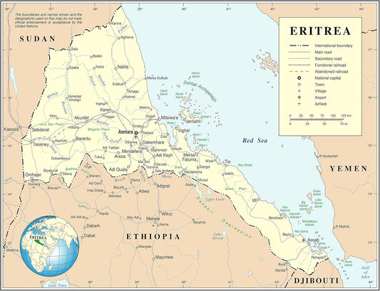 Eritrea Political & Admin Map Poster 24x31