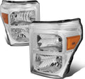 Chrome Amber Headlights Replacement for 11-16 F-Series Super Duty