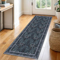 2x6 Navy Blue Black Washable Runner Rug for Hallways - Soft, Non-Slip