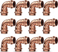 12PK 3/4 in Copper Press Fittings 90-Degree Elbow - Fast Leak-Free