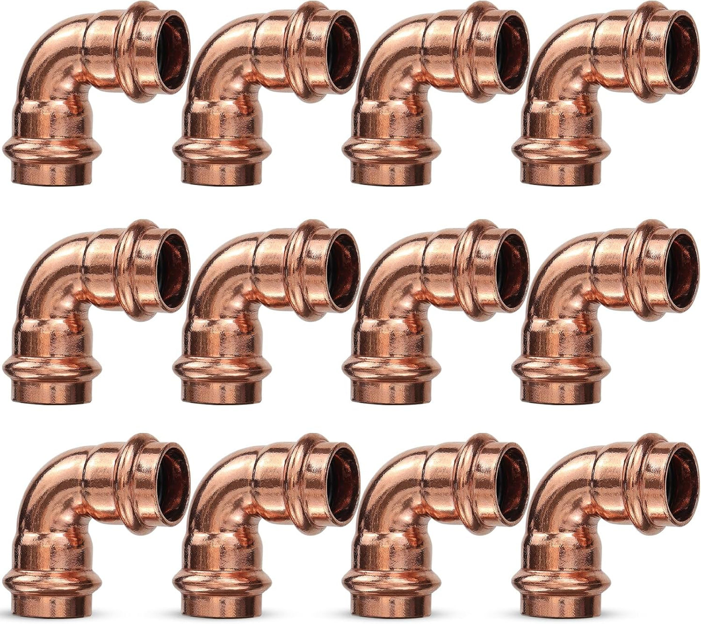 12PK Copper Press Fittings 3/4 inch Elbow Coupling for Plumbing