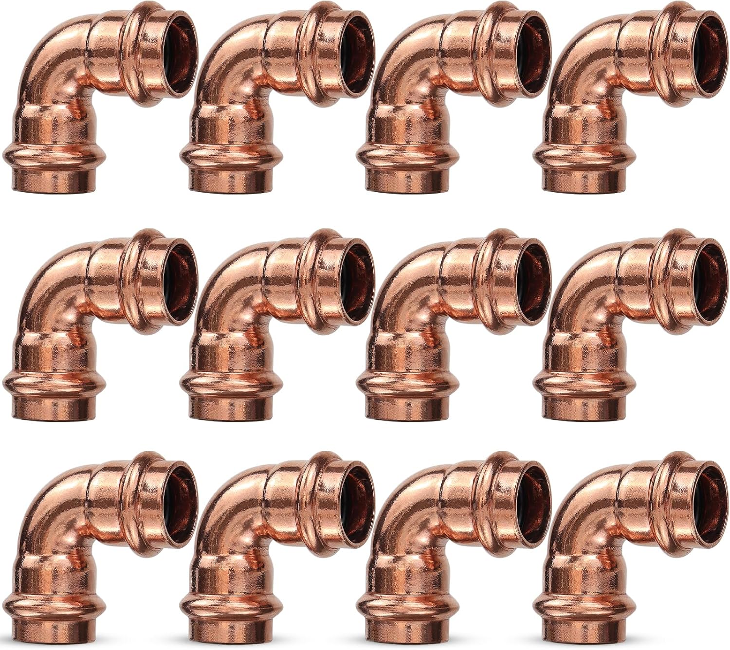 12PK Copper Press Fittings 3/4 inch Elbow Coupling for Plumbing