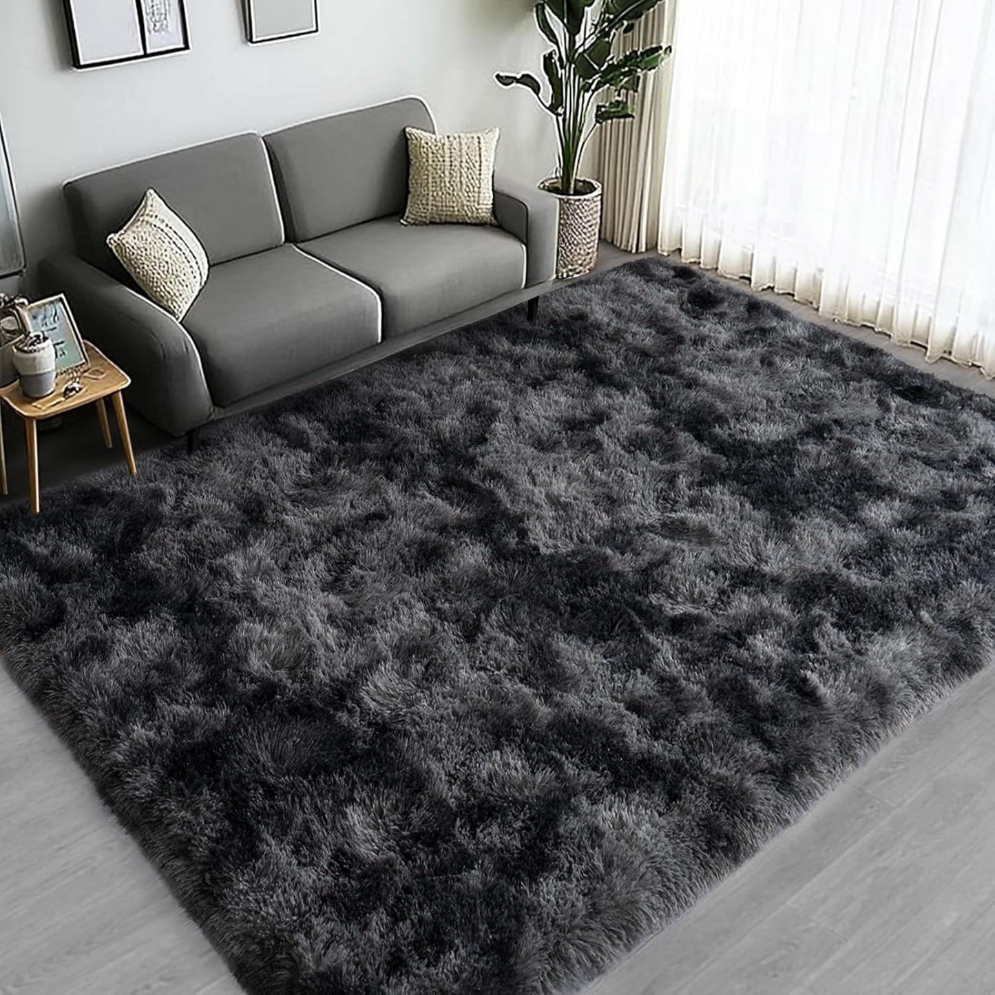 Large Area Rugs for Living Room Bedroom, 6x9 Feet Fluffy Shag