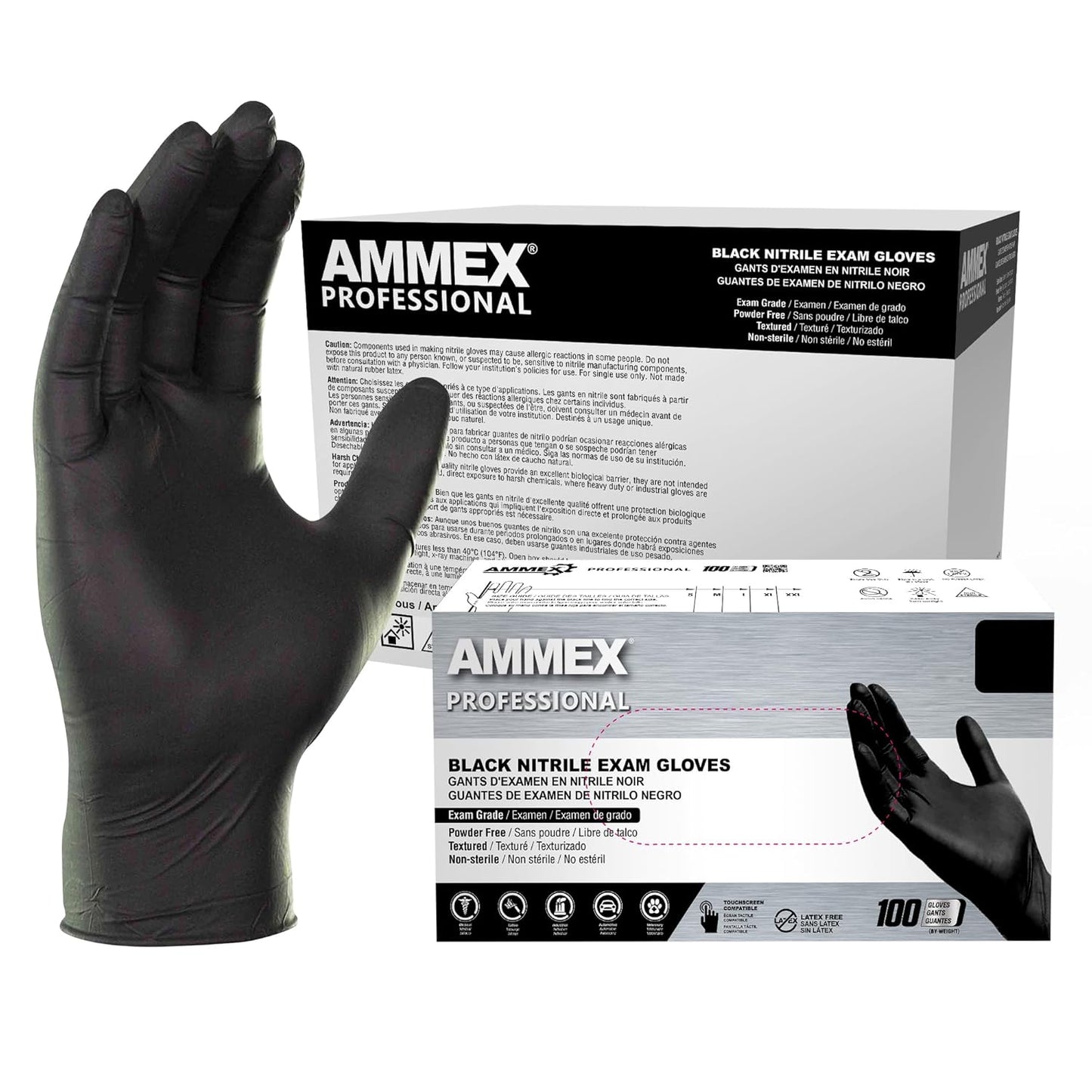 Black Nitrile Exam Gloves - 3 Mil, Latex Free, Disposable, Small