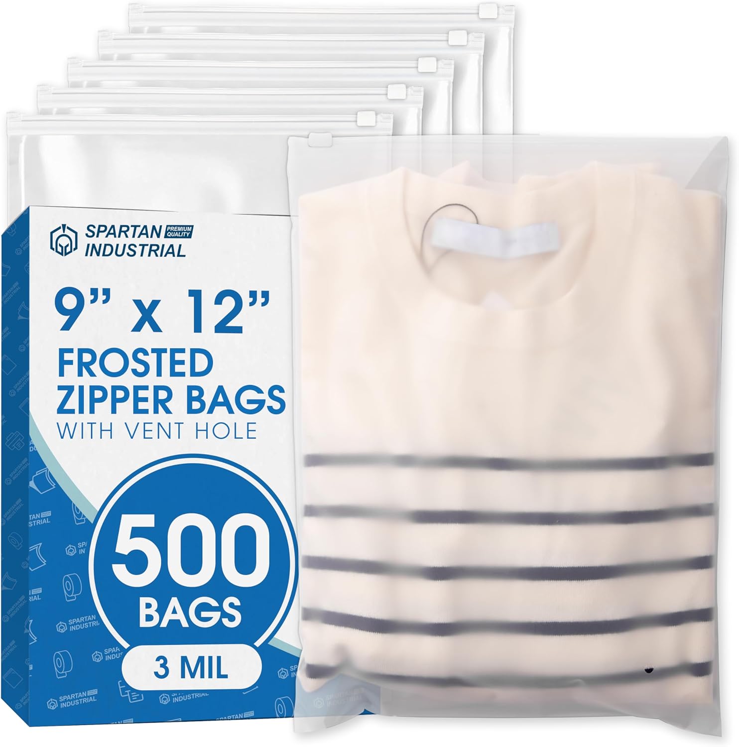 Spartan Industrial 9 X 12 Frosted Reclosable Zip Bags - 500 Count