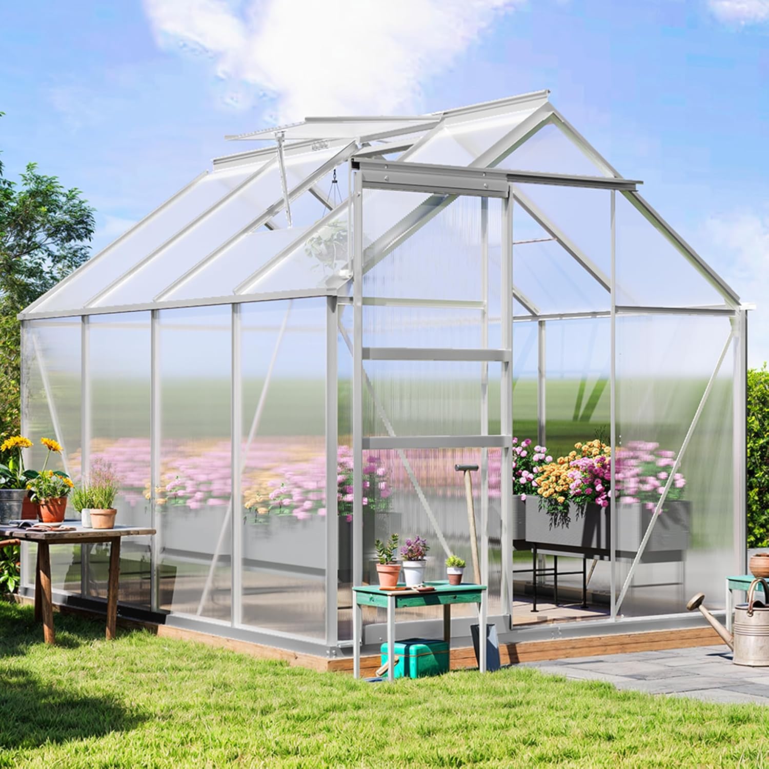 YITAHOME 6x8FT Heavy Duty Polycarbonate Greenhouse for Gardens