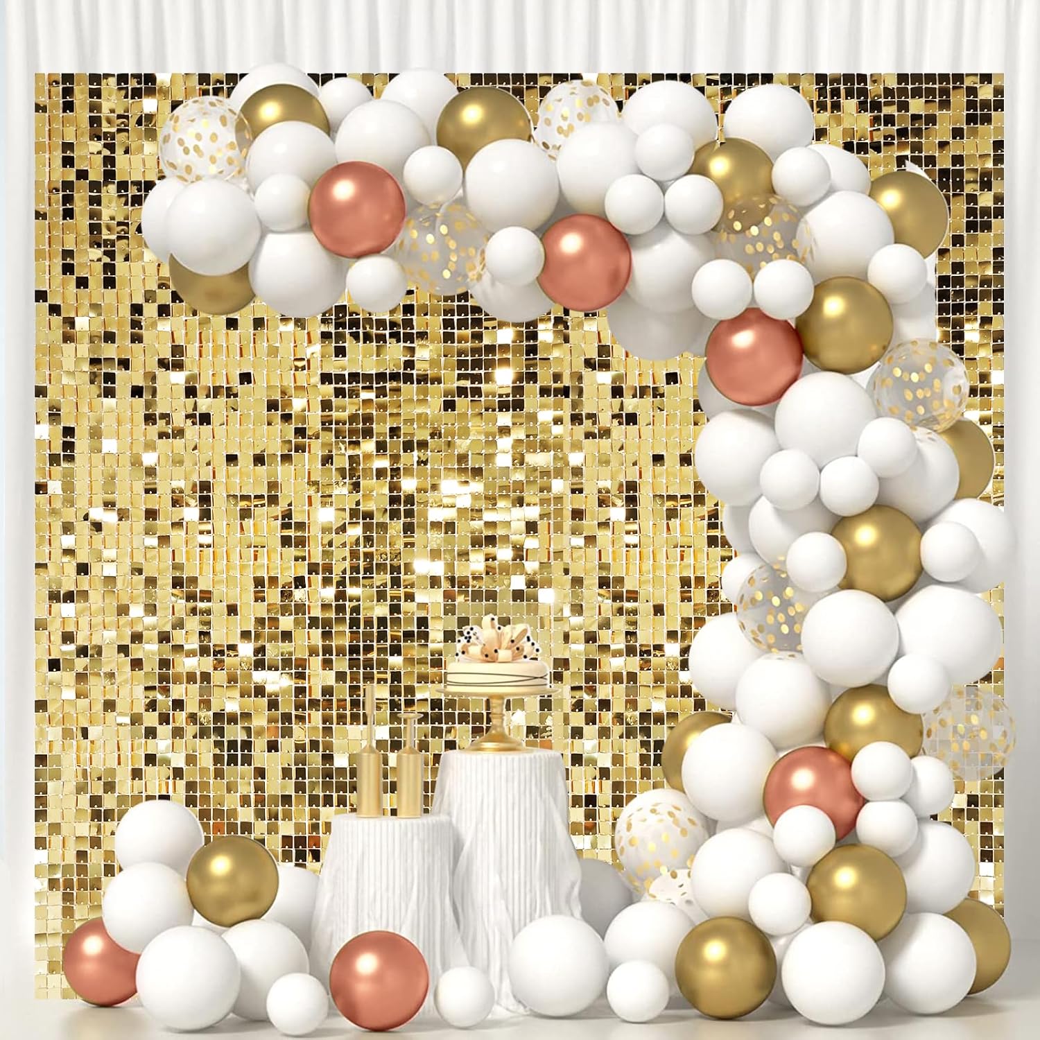 Light Gold Shimmer Wall Backdrop for Stunning Party Decor