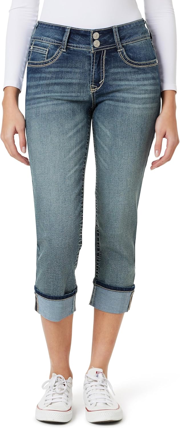 WallFlower Women's Luscious Curvy Crop Mid-Rise Jeans for All