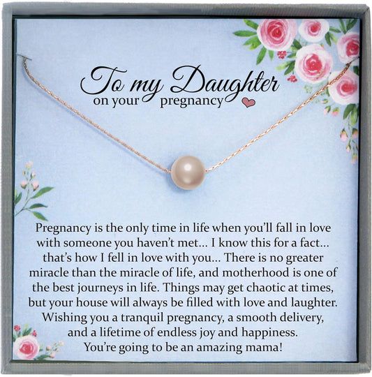 Heartfelt Daughter Gift: Blush Peach Floating Pearl Necklace
