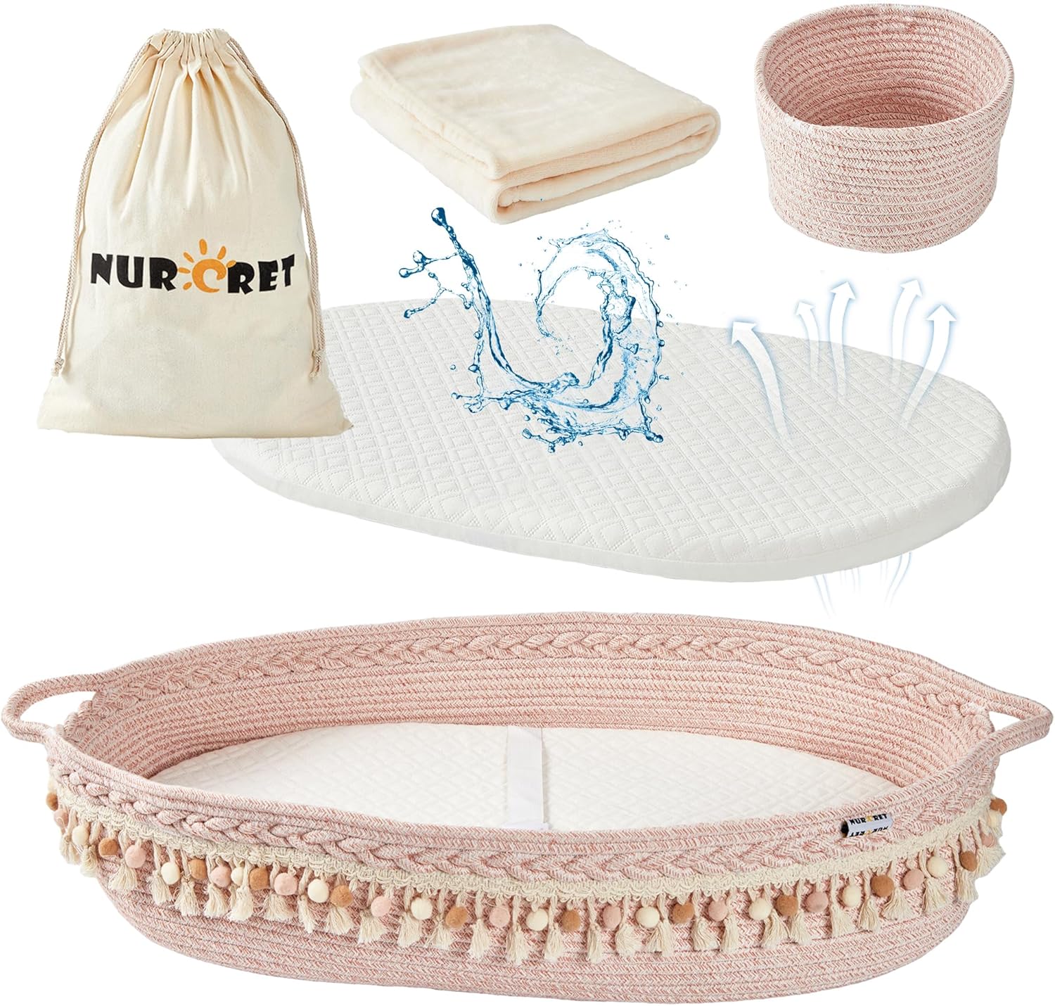 Baby Changing Basket with Portable Changing Pad for Newborns