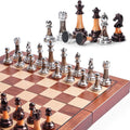 VAMSLOVE Chess Set Large 16in Folding Wooden Board - Deluxe Weighted