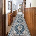 Hallway Washable Runner Rug 2ft6x12ft Blue - Soft Non-Slip Runner