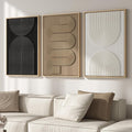 Large 3D Textured Framed Boho Neutral Abstract Wall Art - Modern 3
