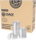 CIAO! PET Flat Lid with Straw Slot for 9oz/12oz Cold Cups - Clear Fit