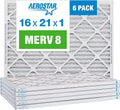 Aerostar 16x21x1 MERV 8 - High Efficiency Pleated Filter (6 Pack)