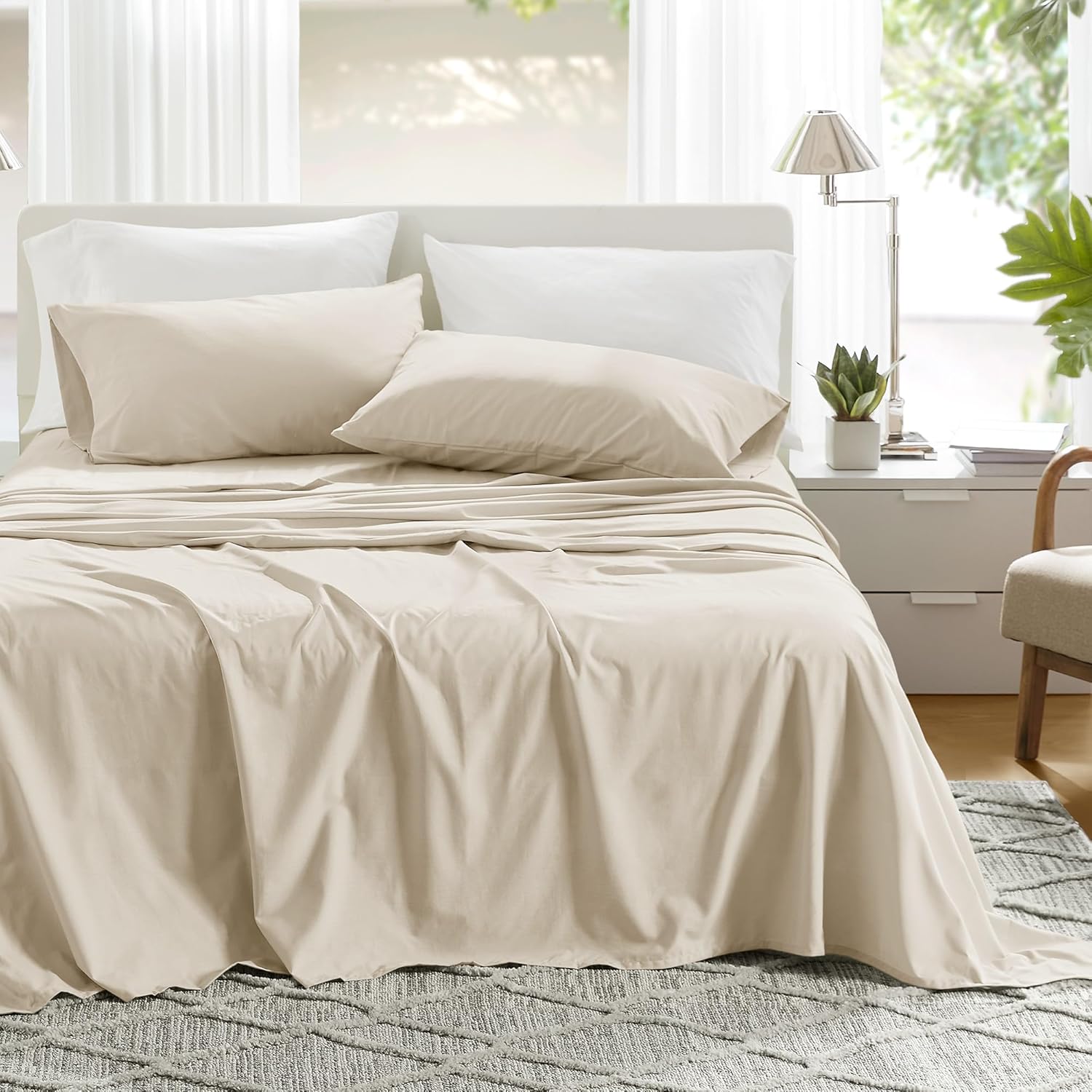 Comfort Spaces 100% Cotton Sheets Queen Set for Cozy Comfort