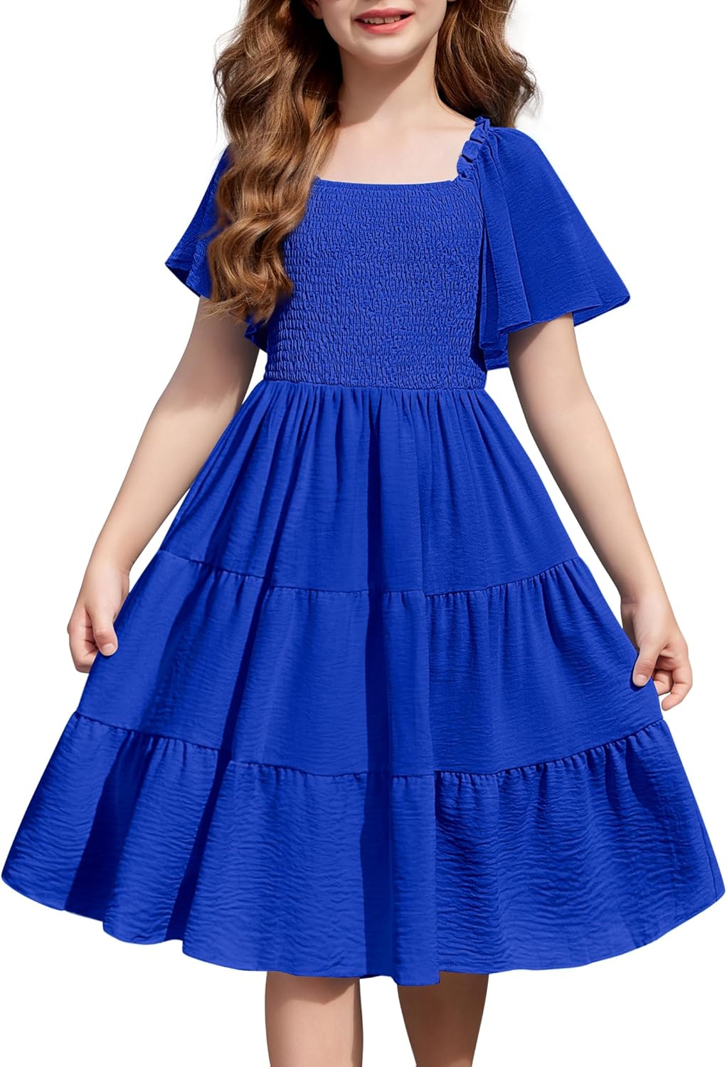 Arshiner Girls Summer Dress Tween Boho Casual Midi with Pockets