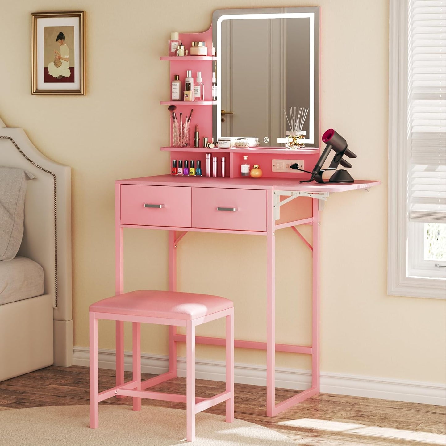 Vanity Desk with Mirror and Lights for Stylish Makeup Setup