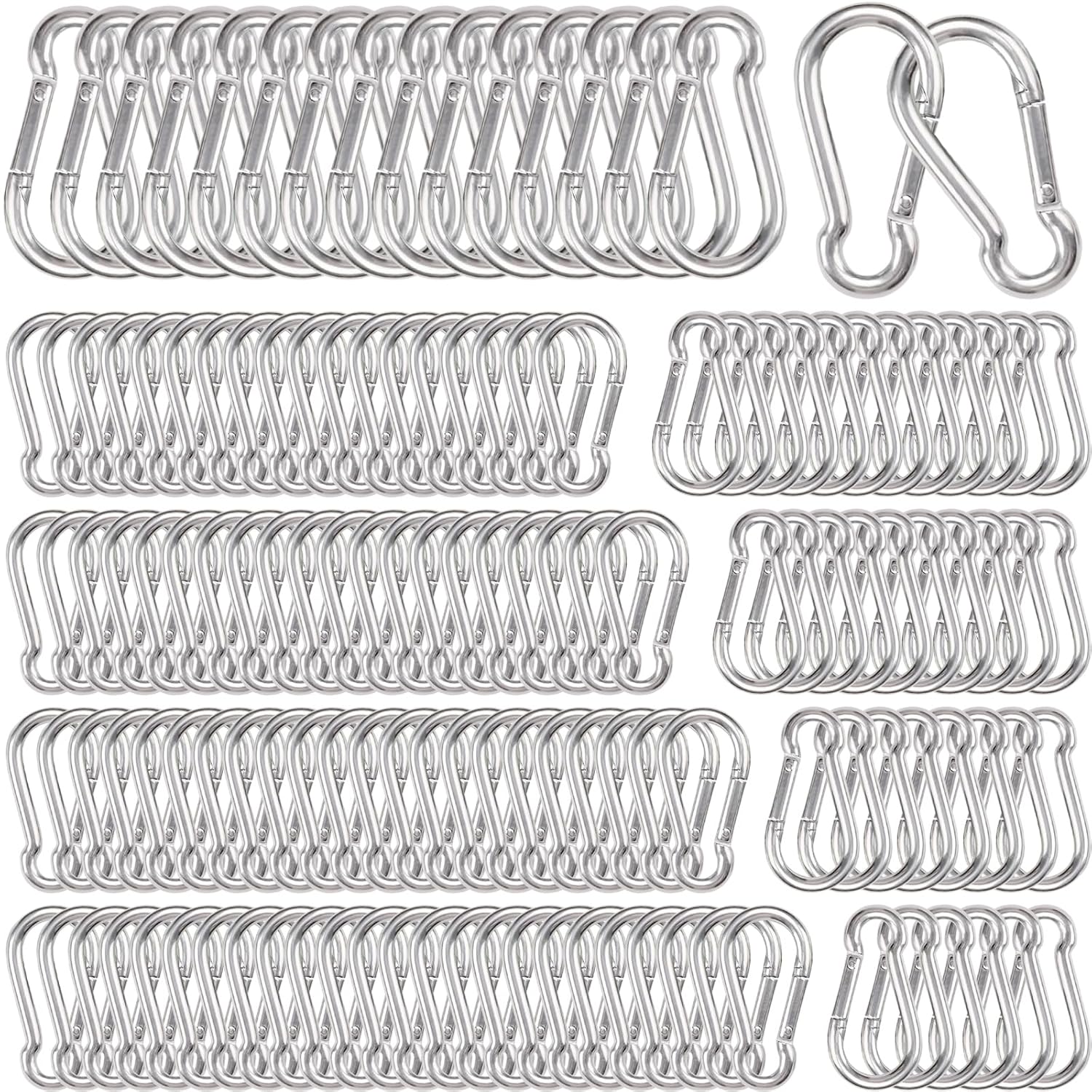200Pcs Heavy Duty Galvanized Steel Spring Snap Hook Clips