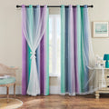 Purple Grey Kids Curtains Colorful Rainbow Star Cutouts - Blackout