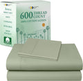600 Thread Count Cotton Sateen Twin Sheet Set - Cool Hotel Quality