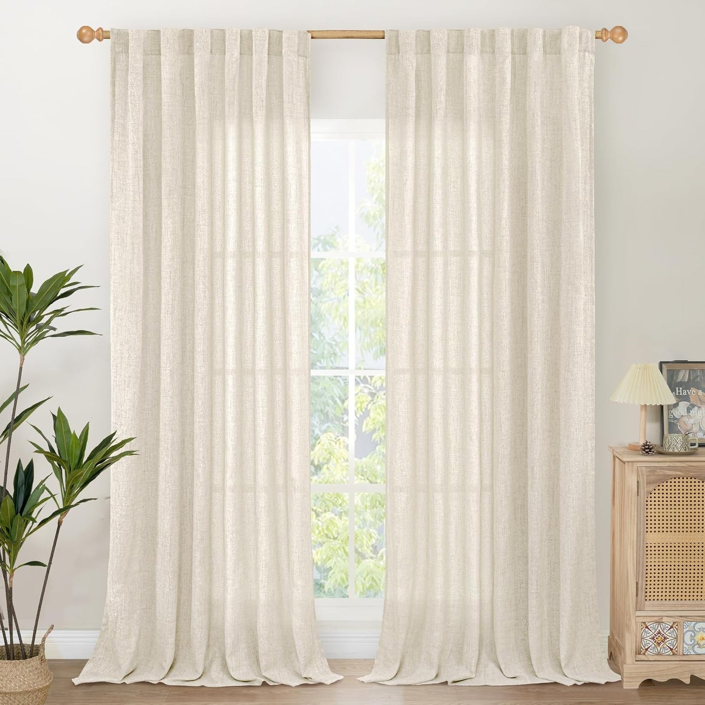 YoungsTex Linen Curtains 95 Inch Length for Cozy Living Spaces